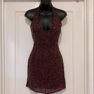 Couture Beaded Dress - Halter Corset open-back